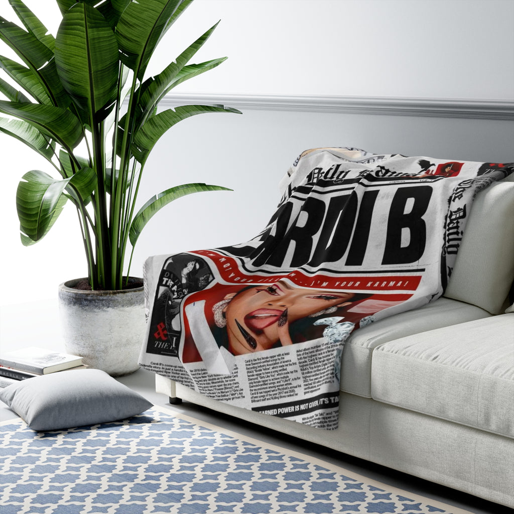 Cardi B Sherpa Fleece Blanket - Celebrity Magazine Cover Design