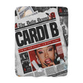 Cardi B Sherpa Fleece Blanket - Celebrity Magazine Cover Design