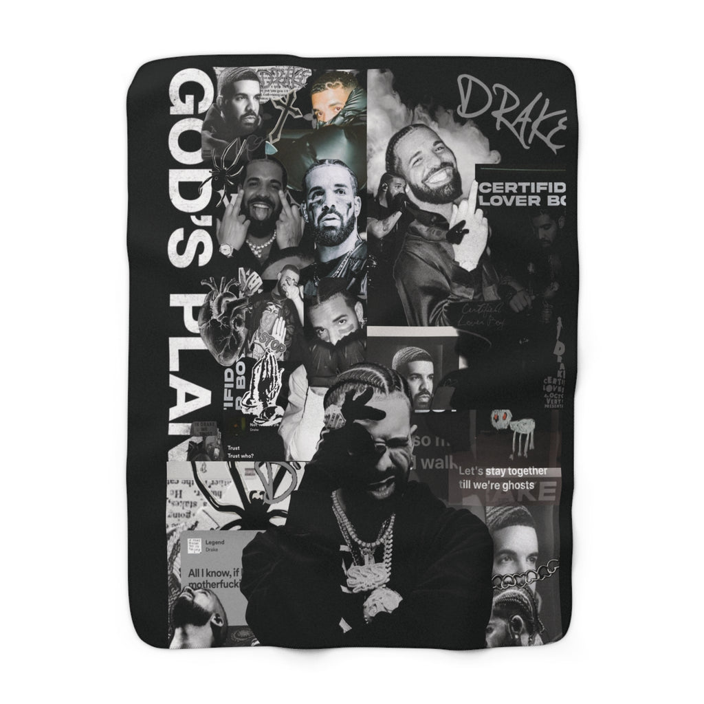 Drake collage Sherpa Fleece Blanket | Music artist photo montage
