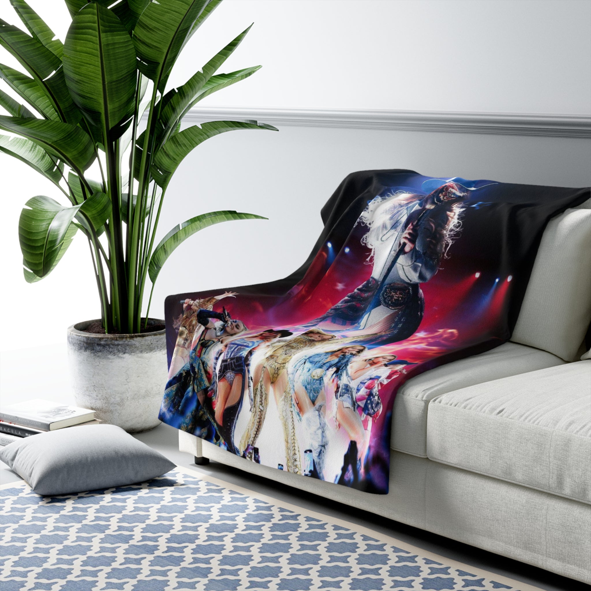 Beyonce Collage Sherpa Blanket | Stage Lights, Cowboy Hat