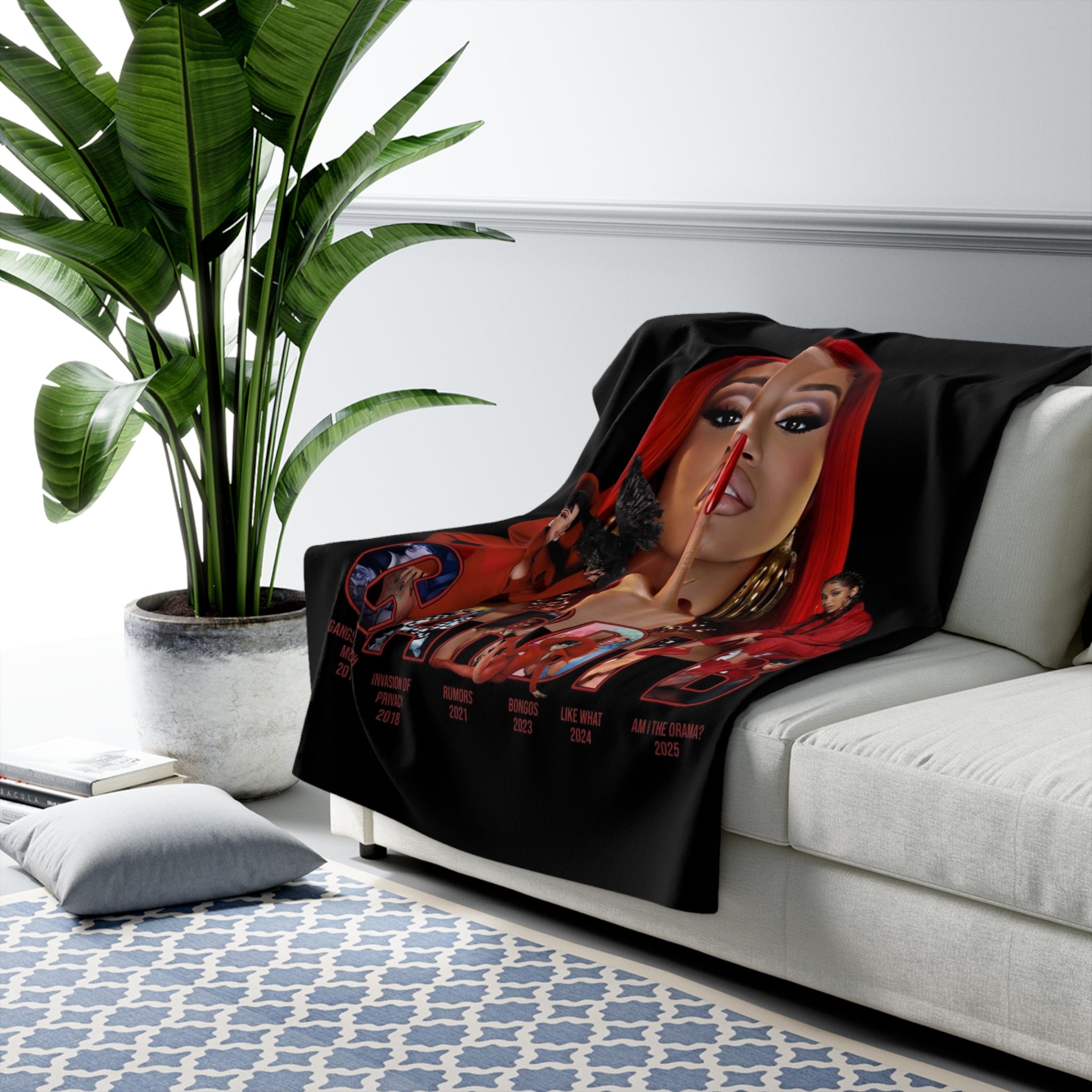 Cardi B Tour Sherpa Blanket — Cozy Celebrity Collage Throw