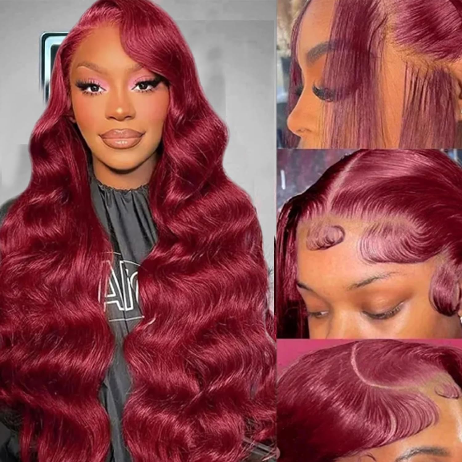 28 Inch 99j Burgundy Lace Front Wigs Human Hair Red Burgundy Wig 180% Density 13x6 Body Wave Lace Front Wigs Pre Plucked Glueless Lace Front Wigs Human Hair for Women