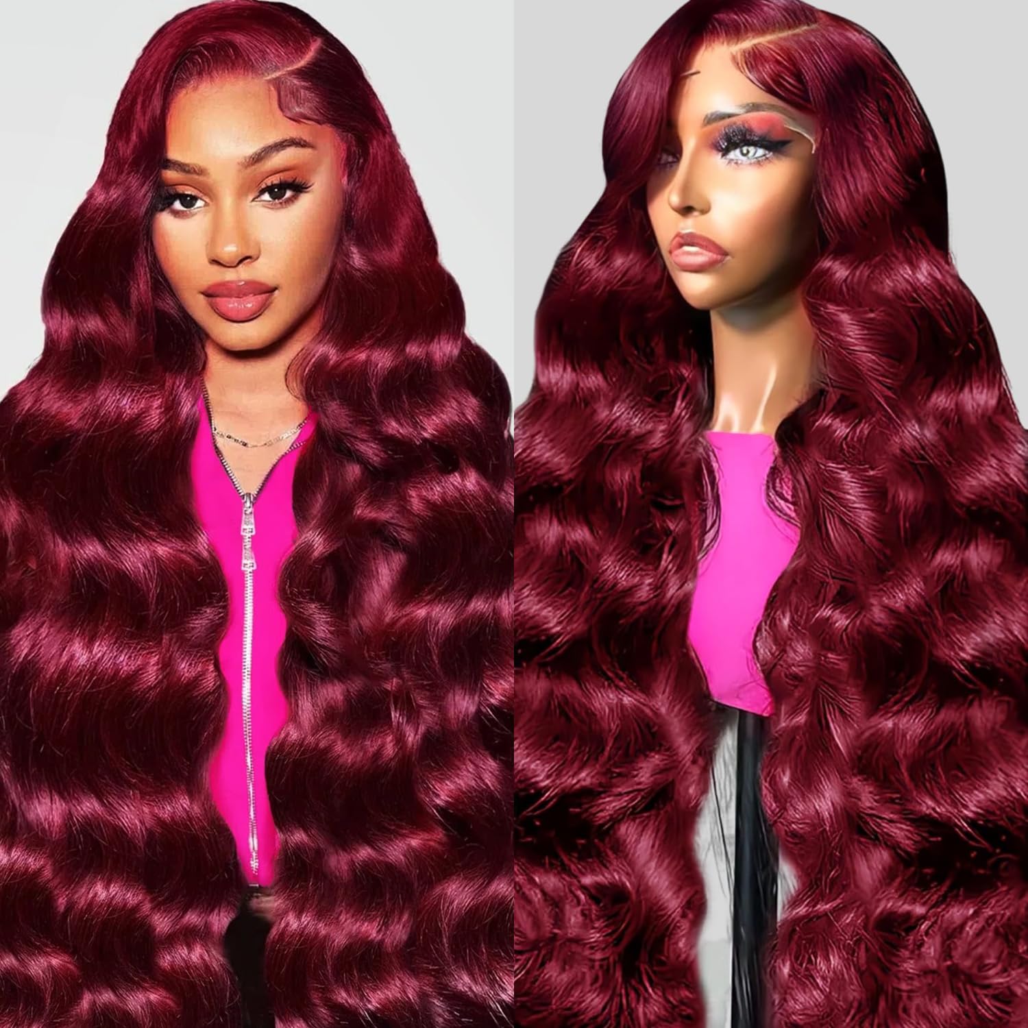 28 Inch 99j Burgundy Lace Front Wigs Human Hair Red Burgundy Wig 180% Density 13x6 Body Wave Lace Front Wigs Pre Plucked Glueless Lace Front Wigs Human Hair for Women