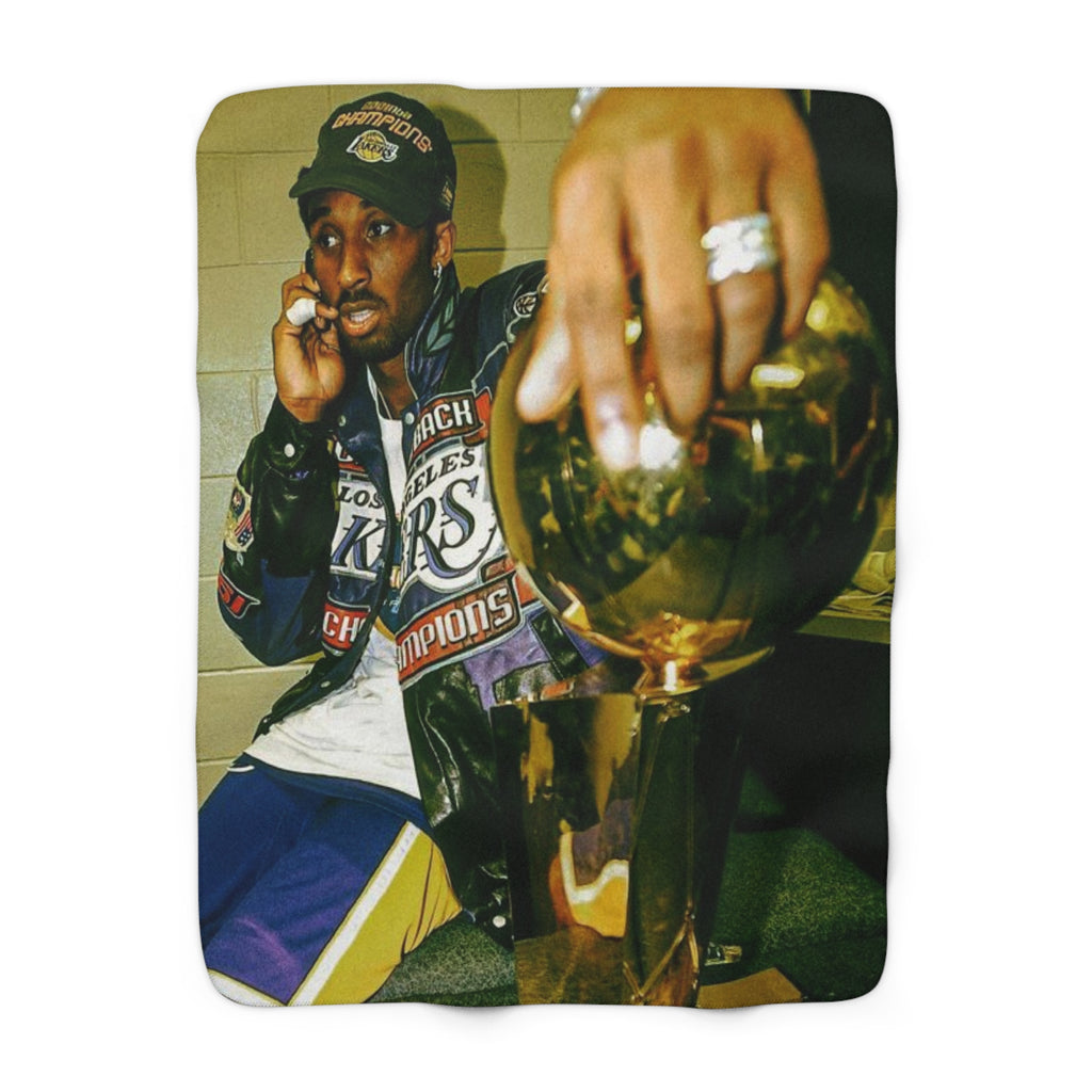 Kobe Basketball Trophy Photo Sherpa Blanket | Vintage Locker Room Poster Print